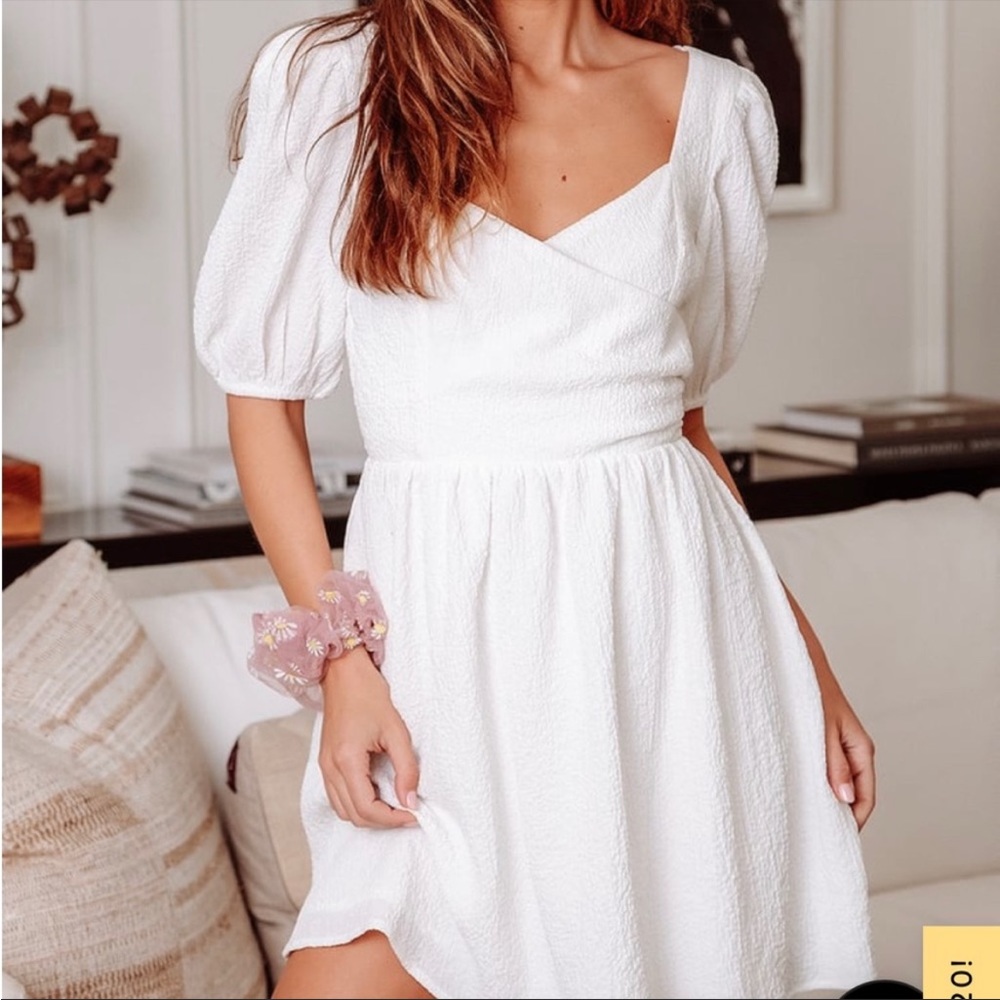 Lulus Puff Sleeve Wrap Dress NWT